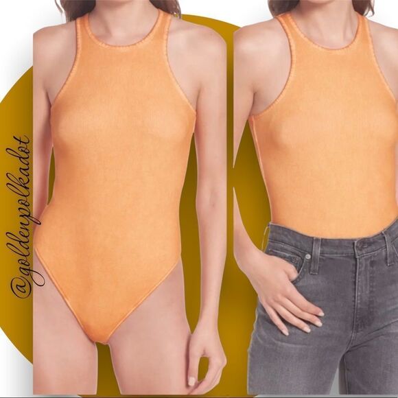 ALL Saints Bodysuit in burnt orange tangerine dyed color Size 6 Brat Summer NWT - Picture 6 of 11